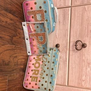 Justice lunch box,pencil pouch (initial P)and storage zipper folder
